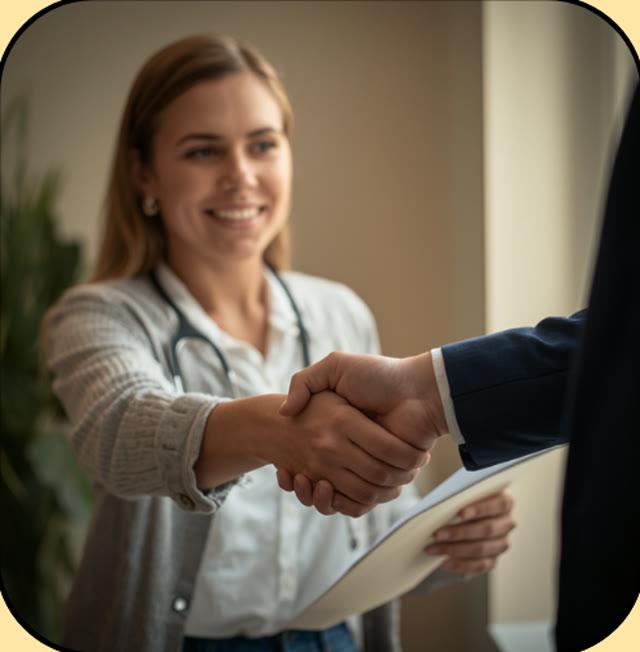 Homeowner shaking hands with a contractor
