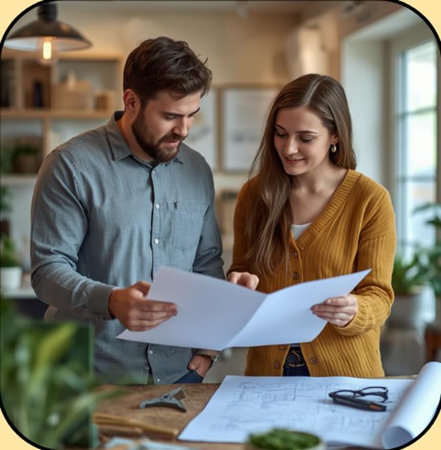 Couple planning a home project