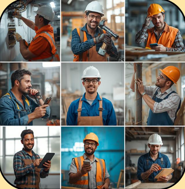 Grid of vetted contractors in different trades