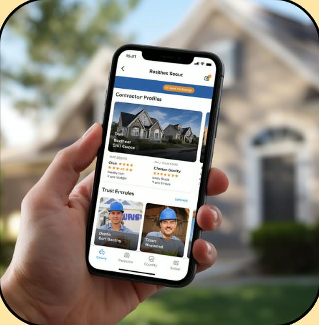 Browsing contractor profiles on a phone